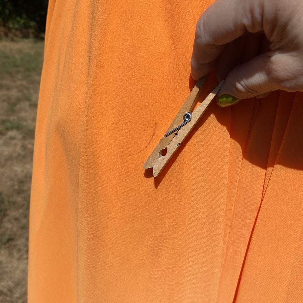 David’s Bridal sunny orange pleated beaded waist lined event dress size 10 - Picture 7 of 8